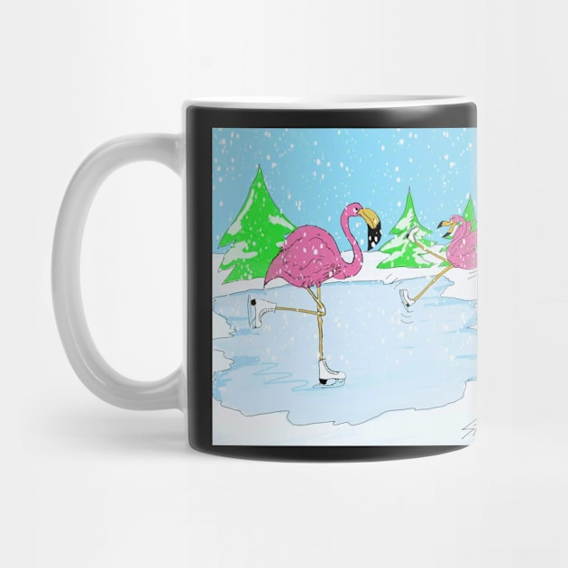 Flamingo Skaters Christmas by saraperry